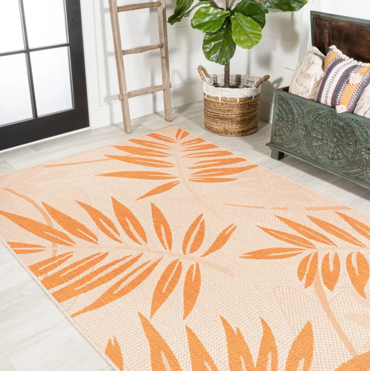 Havana Tropical Palm Leaf Indoor/Outdoor Area Rug