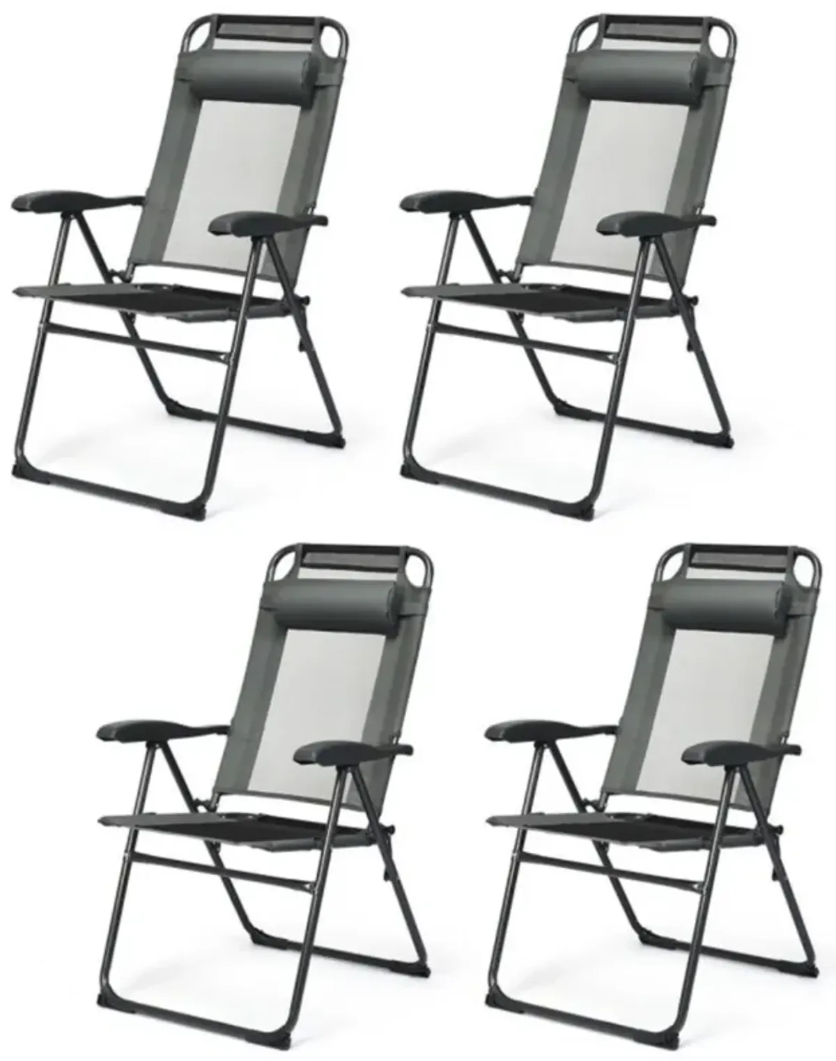 Hivvago 4 Pieces Patio Garden Adjustable Reclining Folding Chairs with Headrest