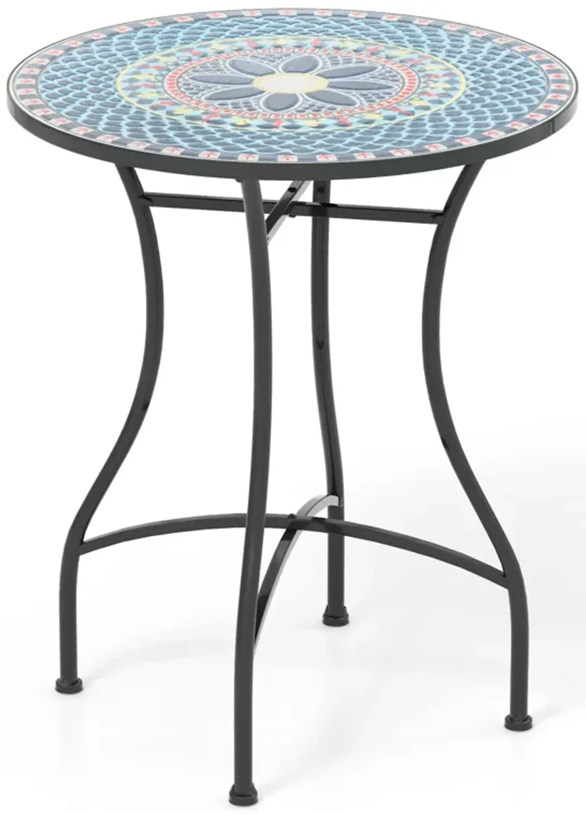 Ceramic Tile Top Patio Bistro Table Perfect for Small Outdoor Spaces