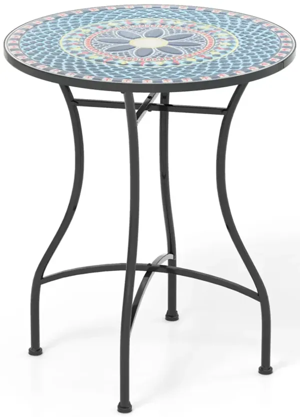 Ceramic Tile Top Patio Bistro Table Perfect for Small Outdoor Spaces