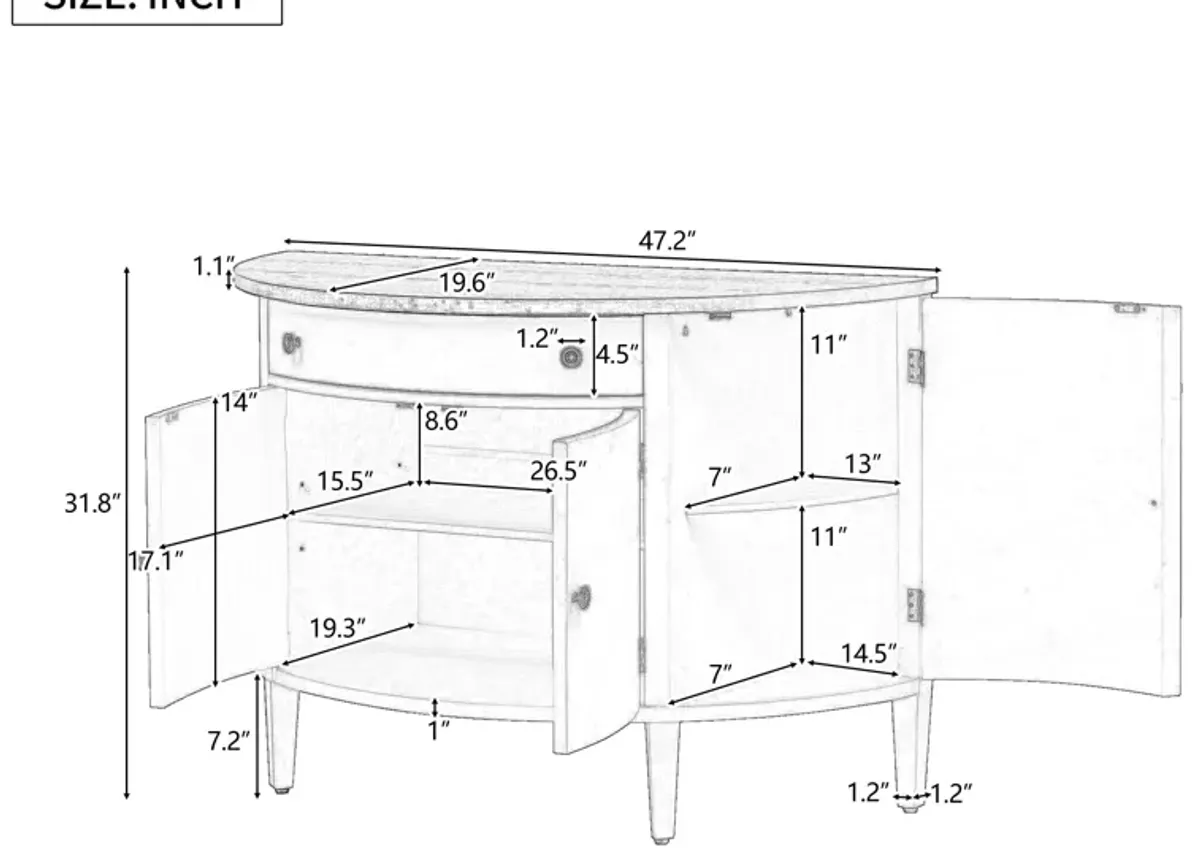 Merax  Curved Design Storage Cabinet Fraxinus Mandschuric