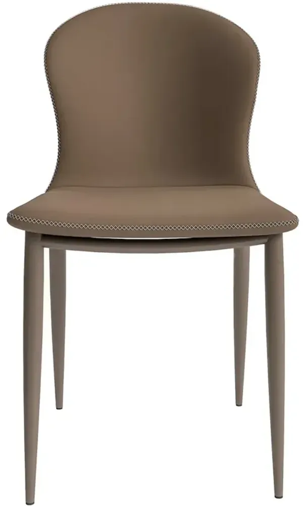 LeisureMod Mosaic Collection Modern Dining Chair in Light Brown Fabric