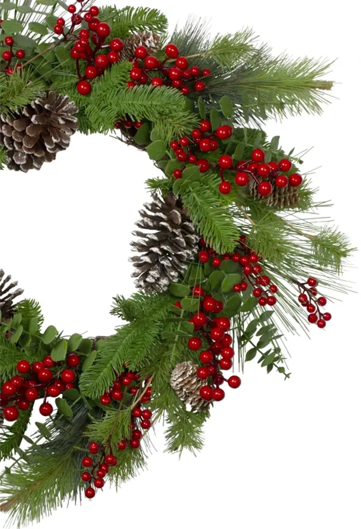 Holly Berries and Snowy Pinecones Artificial Christmas Wreath - 24-Inch  Unlit