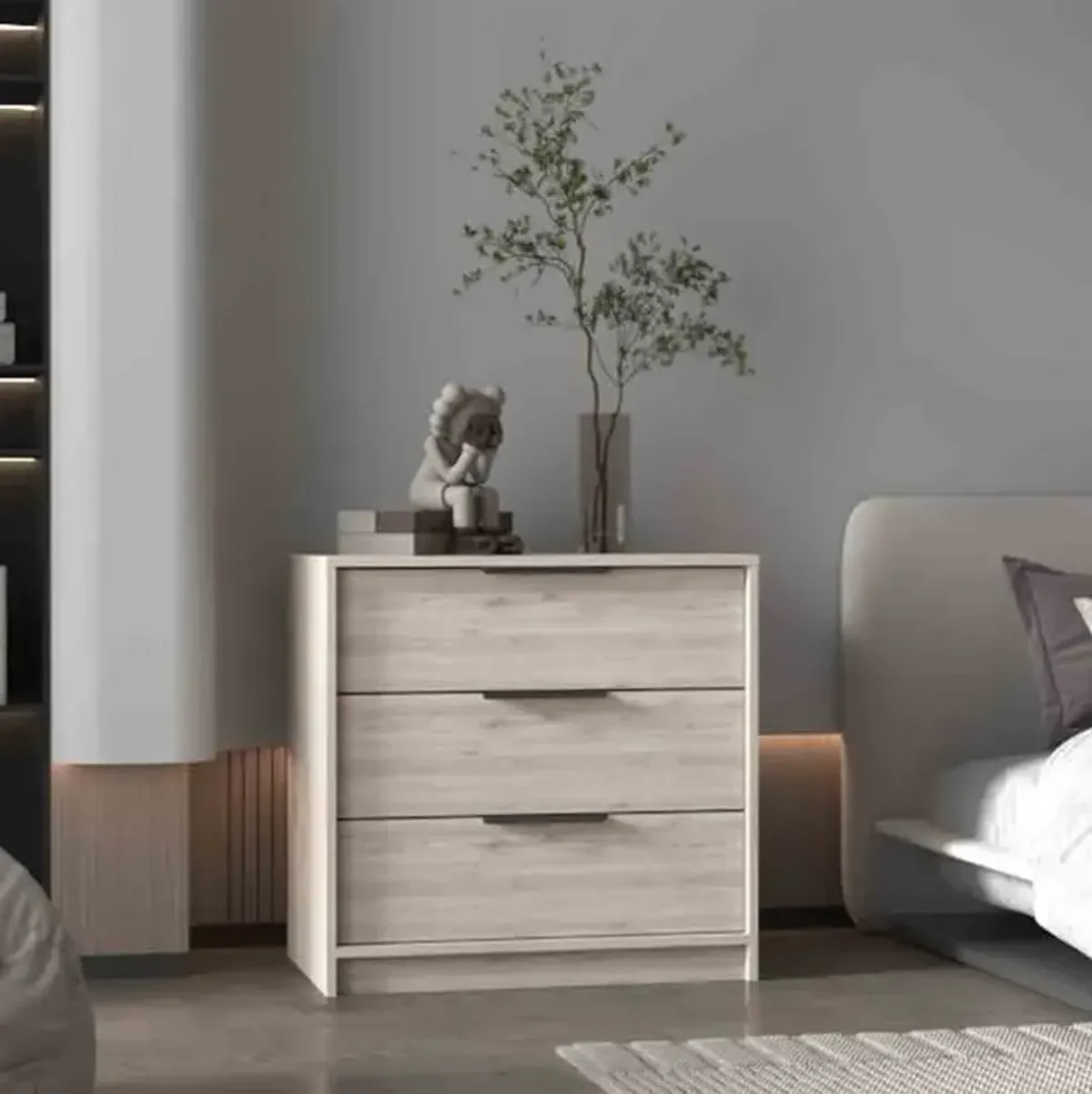 3 Drawers Dresser Maryland, Bedroom, Light Gray