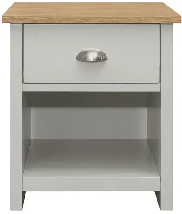 Streamdale Country Solid One Drawer Nightstand Side Table With Oak Top