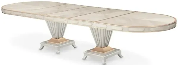 Michael Amini St. Charles Double Pedestal Dining Table -  Dove Gray