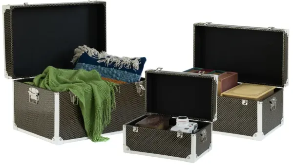 Faux Leather Storage Trunk Set of 3
