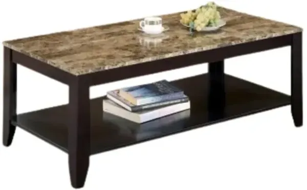 Flores 3-piece Occasional Table Set with Shelf Cappuccino