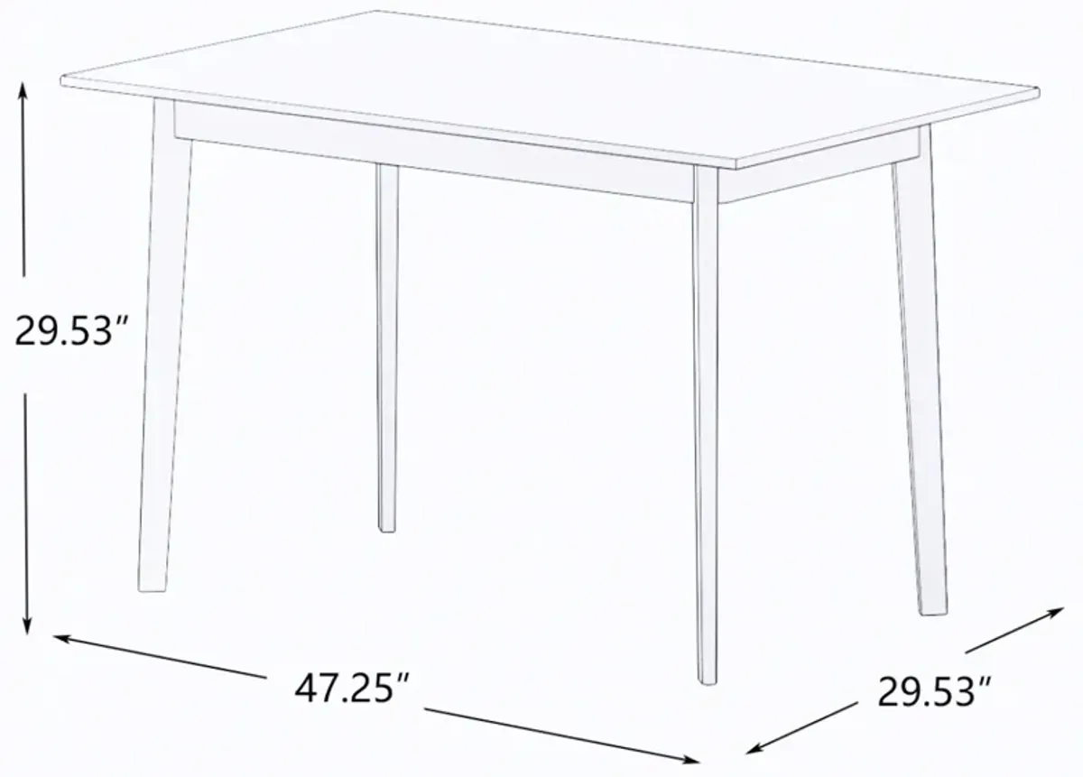 Modern Dining Table 47 Inch Kitchen Table Rectangular Top With Solid Wood Leg