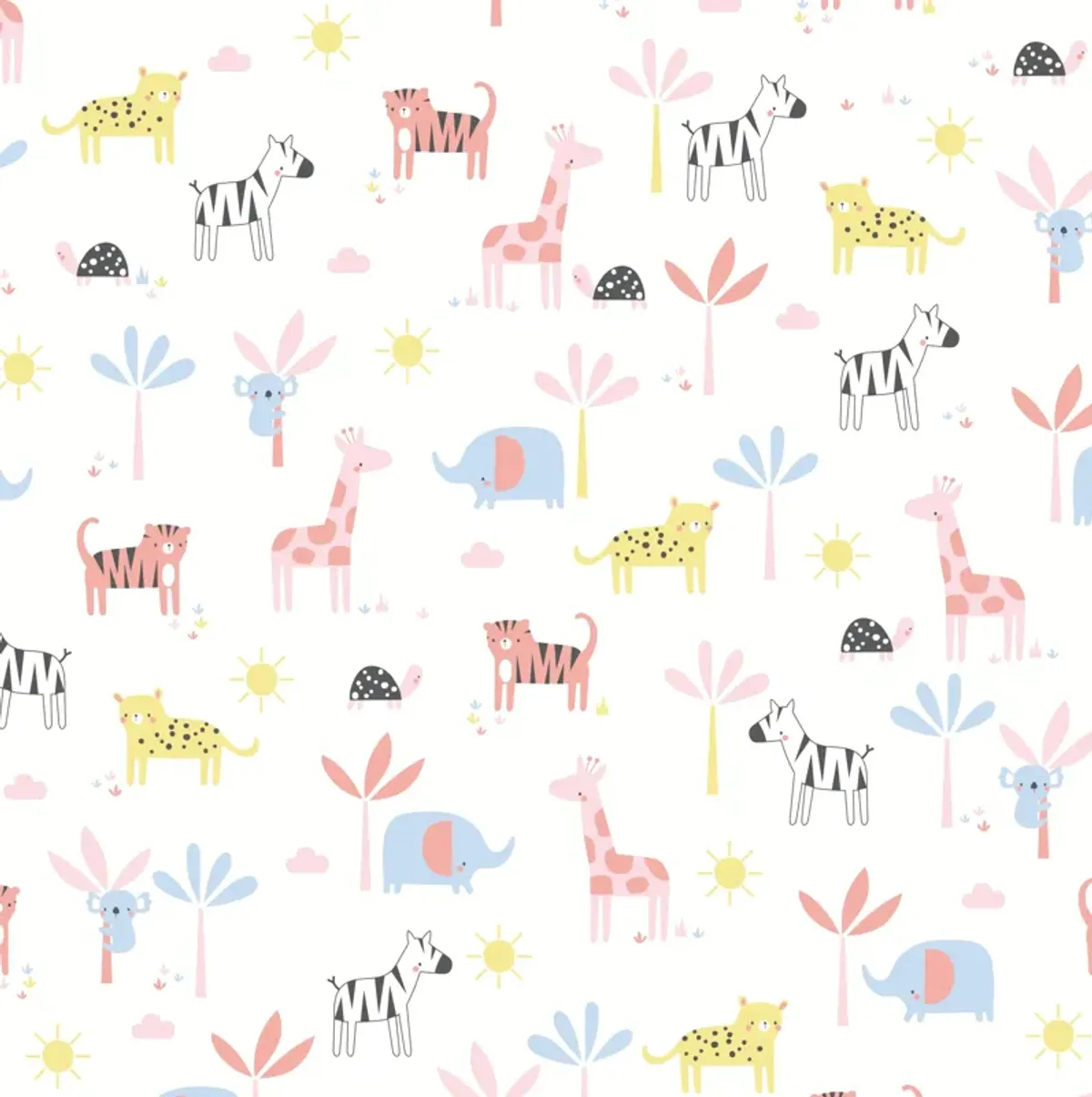 Lambs & Ivy Snuggle Jungle Pastel Safari Cotton Jersey Baby Fitted Crib Sheet