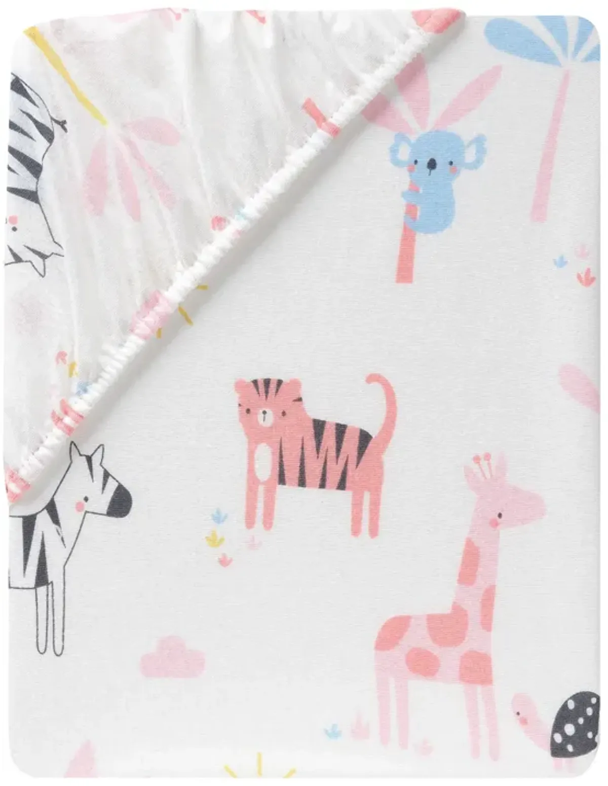 Lambs & Ivy Snuggle Jungle Pastel Safari Cotton Jersey Baby Fitted Crib Sheet