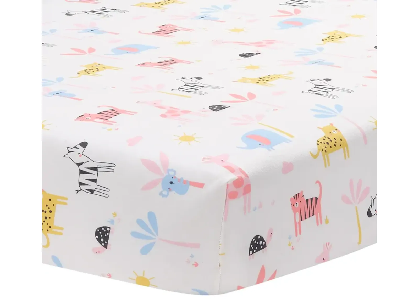 Lambs & Ivy Snuggle Jungle Pastel Safari Cotton Jersey Baby Fitted Crib Sheet