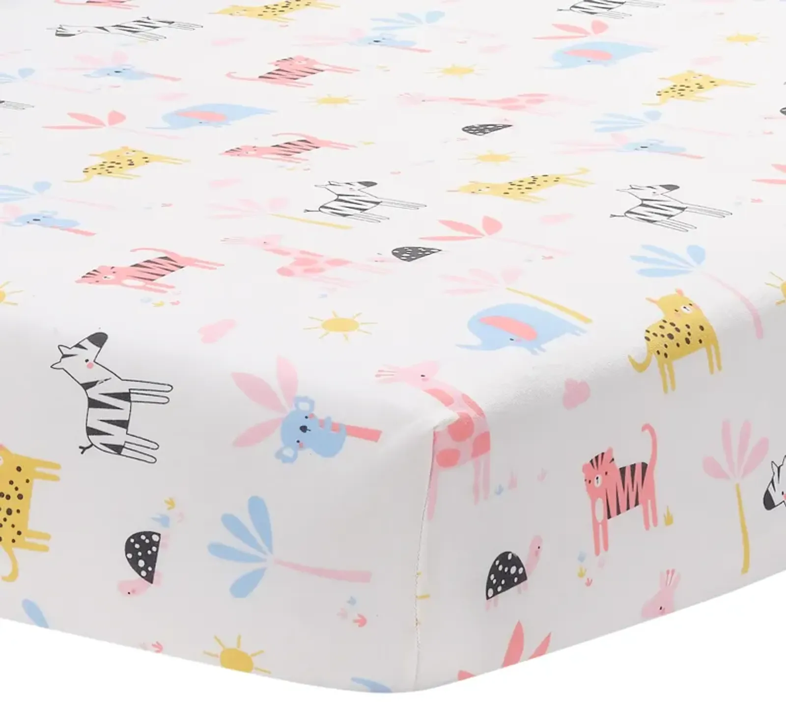 Lambs & Ivy Snuggle Jungle Pastel Safari Cotton Jersey Baby Fitted Crib Sheet