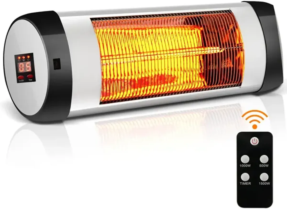 1500W Wall-Mounted Electric Heater Patio Infrared Heater with Remote Control