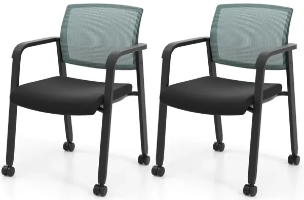 Rolling Mesh Back Task Chairs Set of 2 – Stackable and Space-Saving