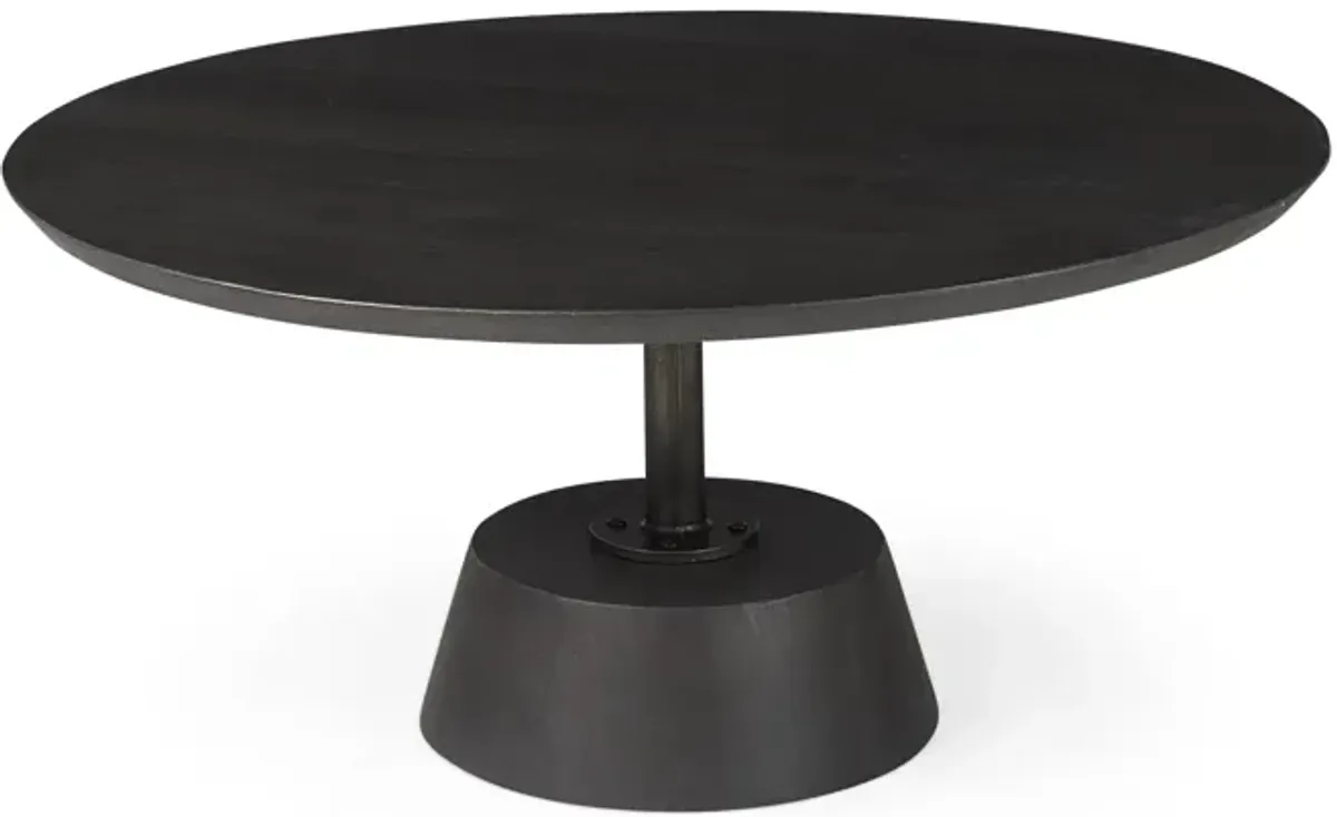 Black Wooden Pedestal Base Coffee Table