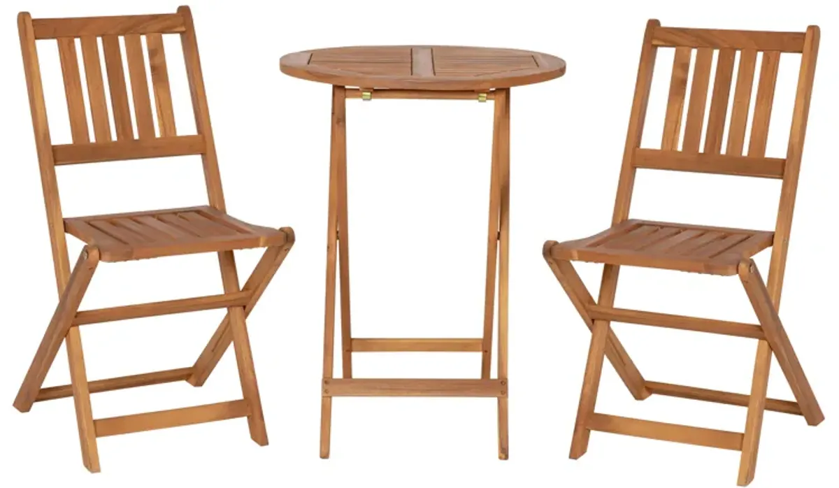 3PC Natural Folding Bistro Set