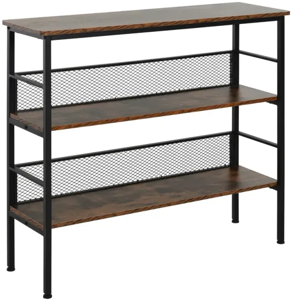 3-Layer Brackets Industrial Storage Rack Bookshelf Multi-role Spacious Black