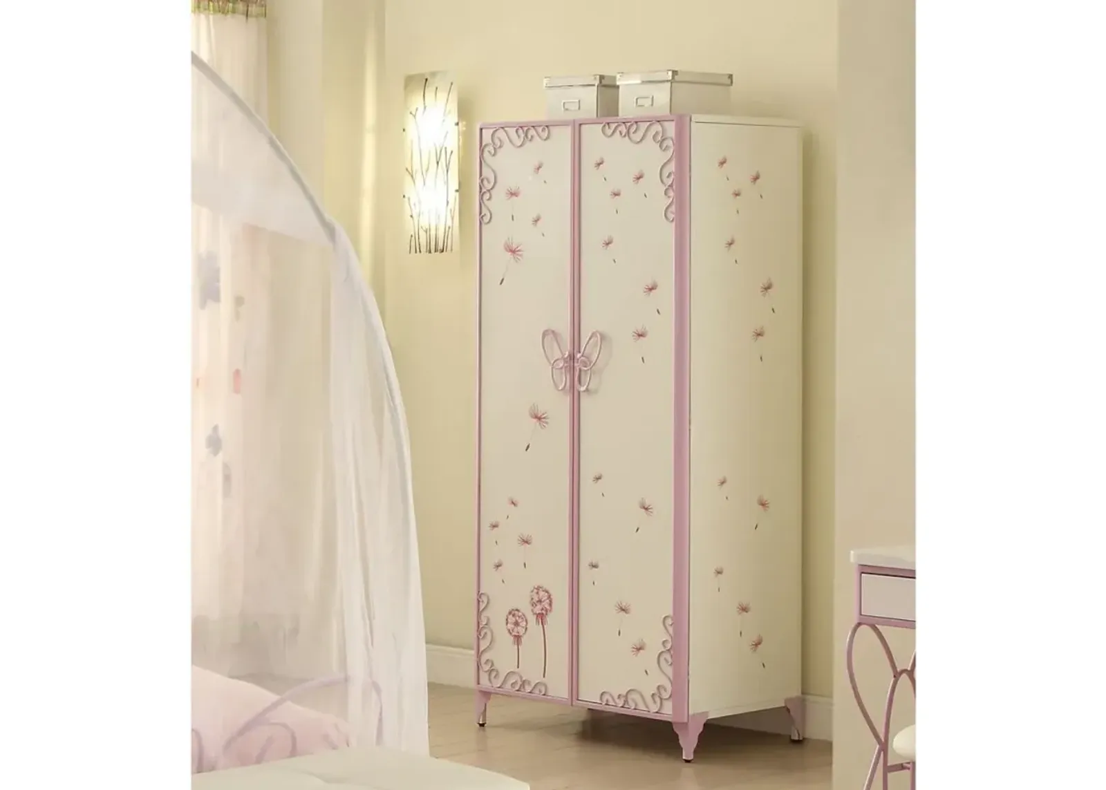 Priya II Armoire In White & Light Purple