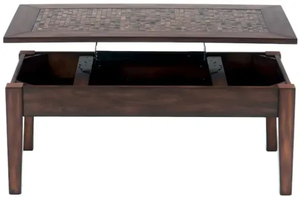 Jofran Baroque 48 Lift Top Coffee Table with Mosaic Tile Inlay