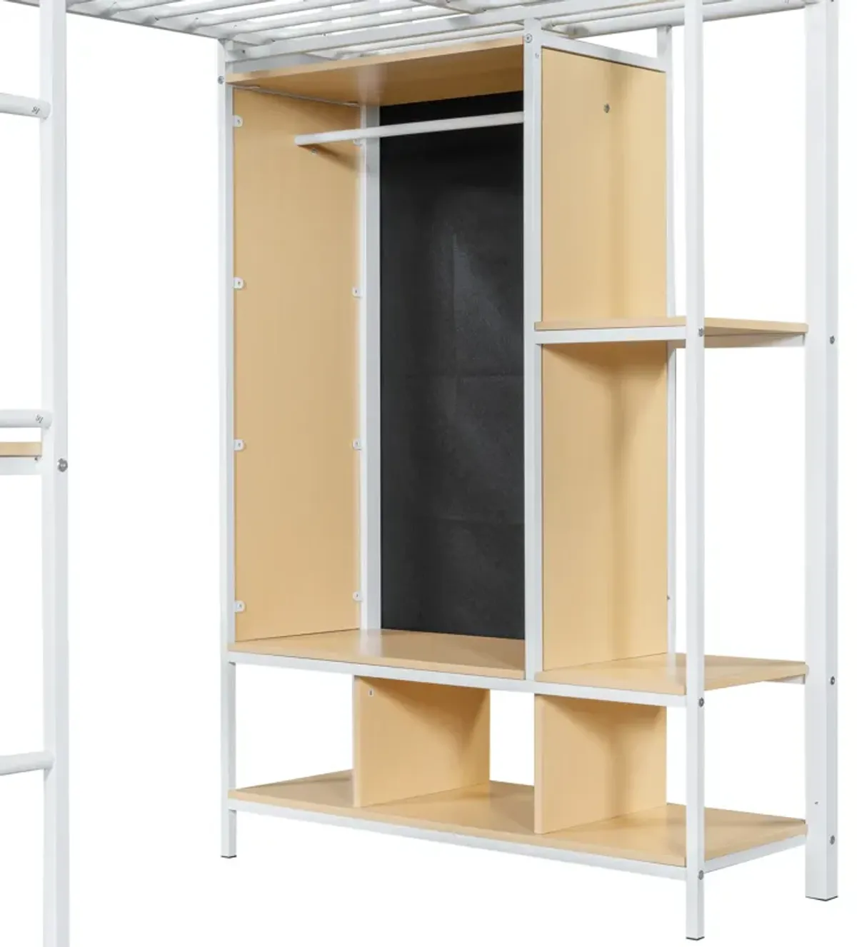 Merax Metal Loft Bed with Wardrobe and Desk