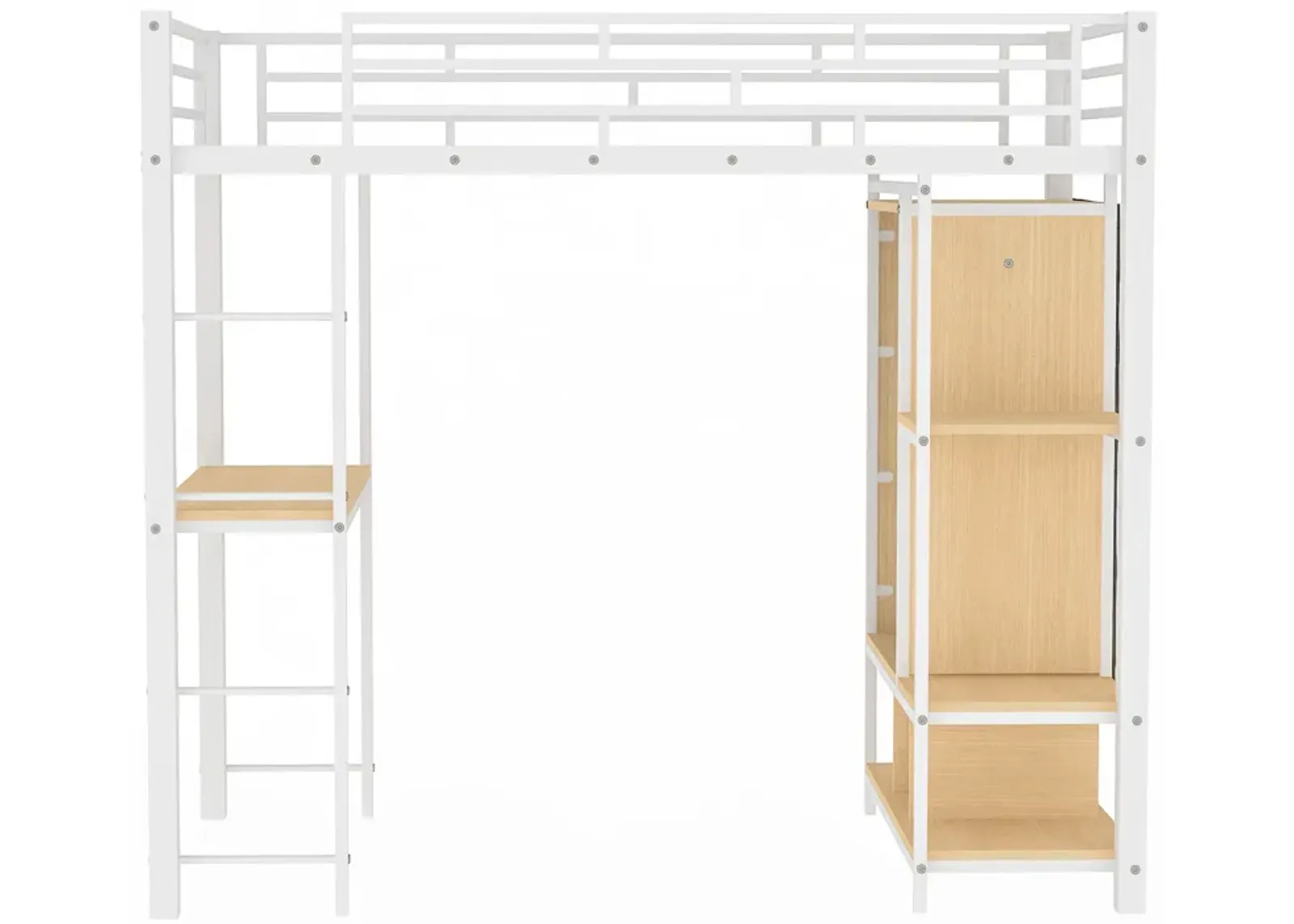 Merax Metal Loft Bed with Wardrobe and Desk