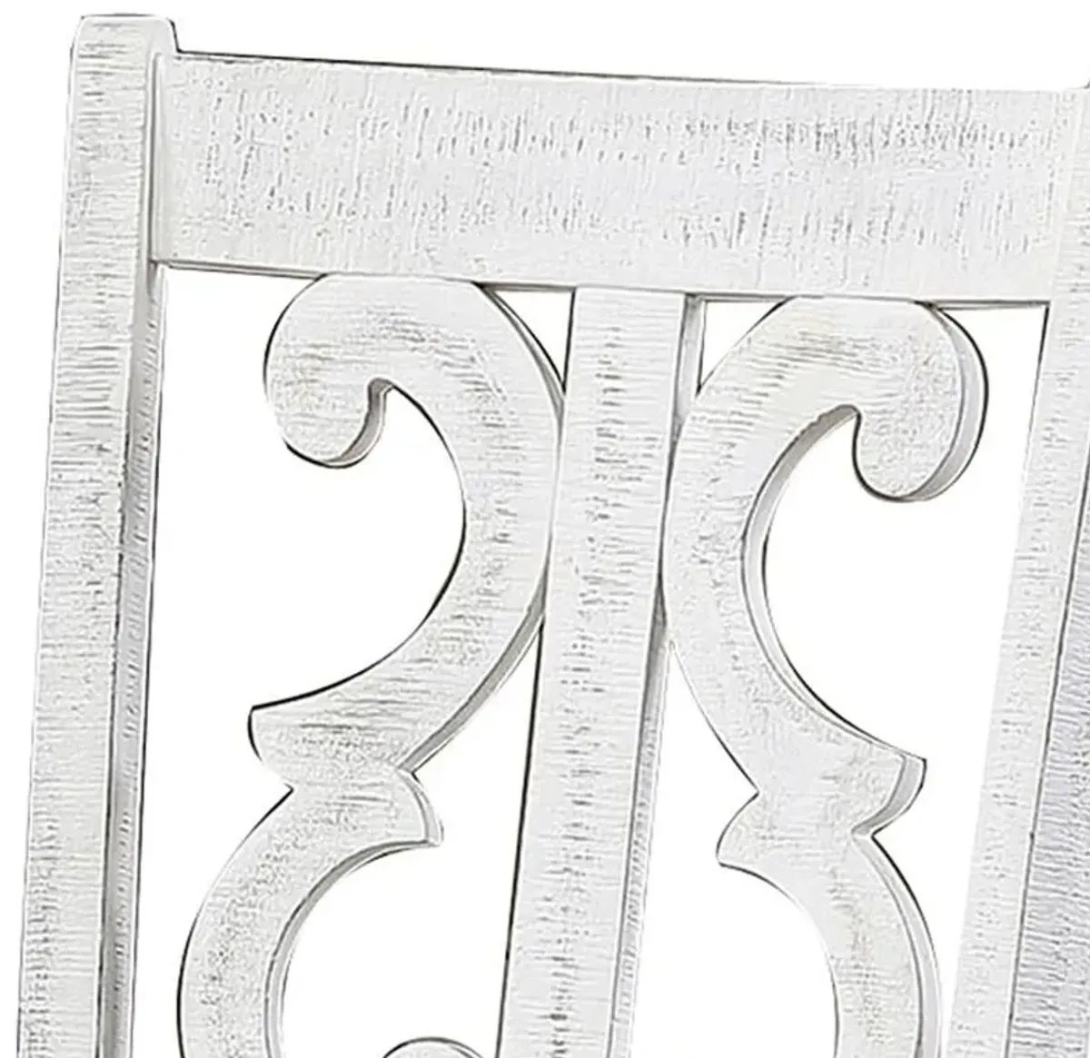 Neci 23 Inch Wood Dining Chair, Set of 2, Carved Back, Padded Seat, White -Benzara