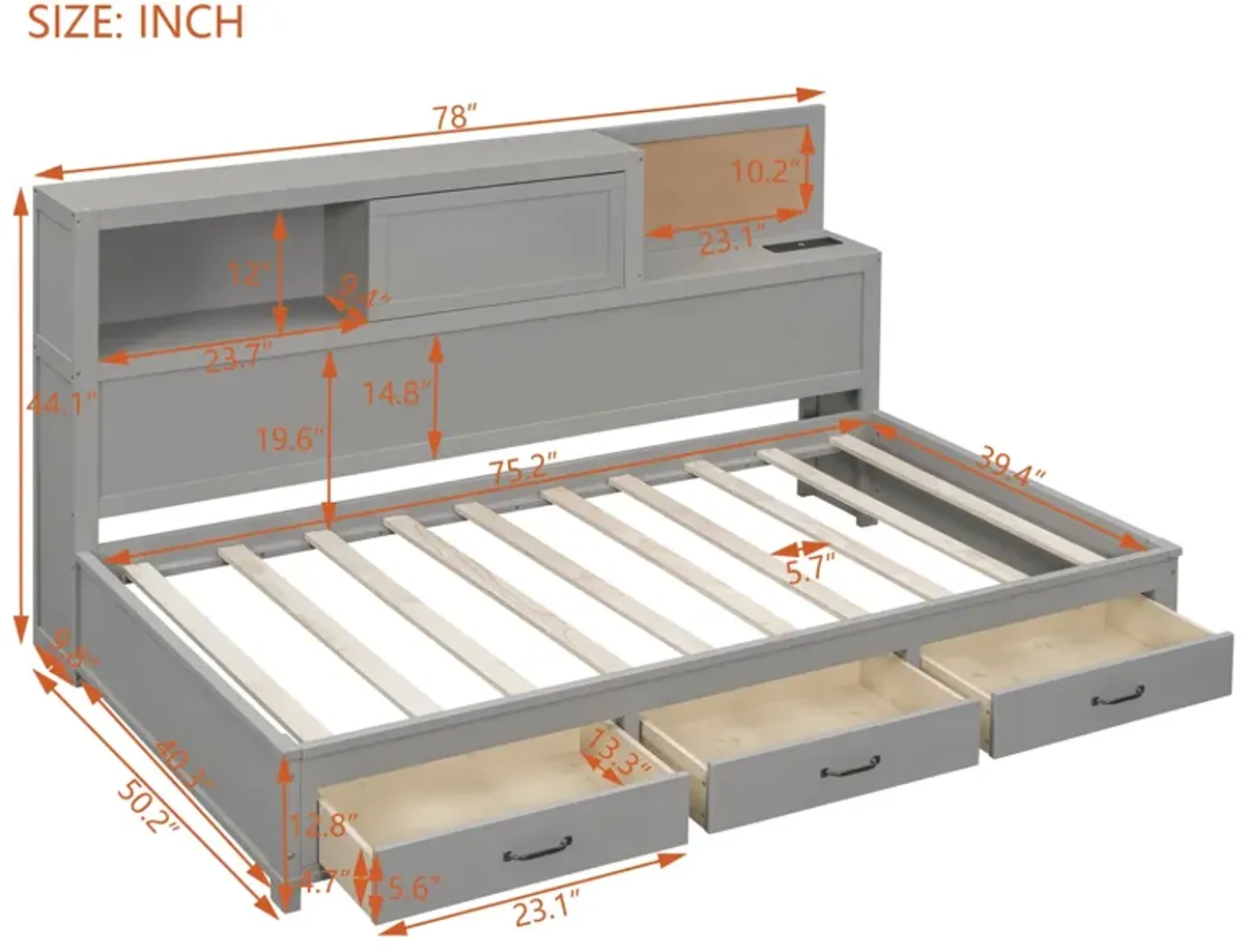 Merax Daybed Frame with 3 Storage Drawers