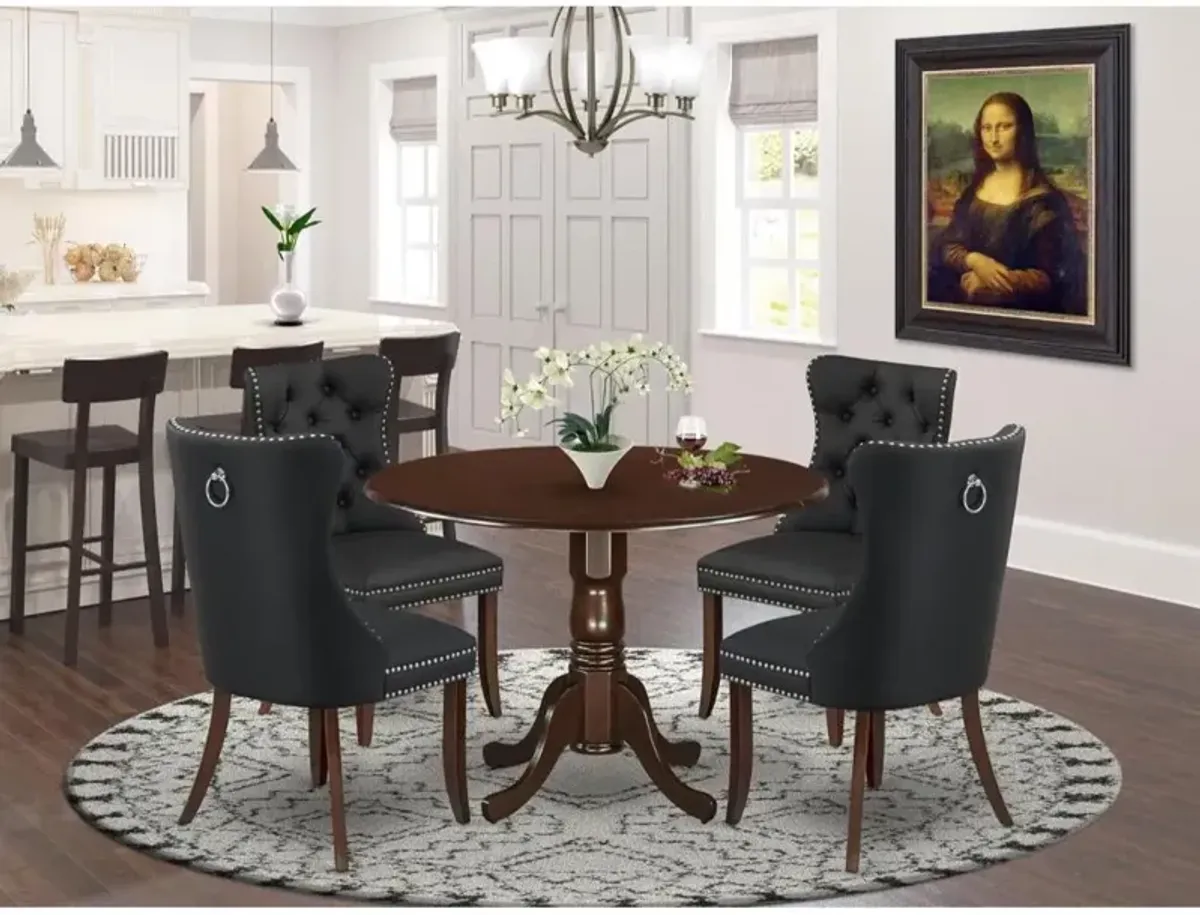 5 Piece Dining Room Set Consists of a Round Kitchen Table with Dropleaf