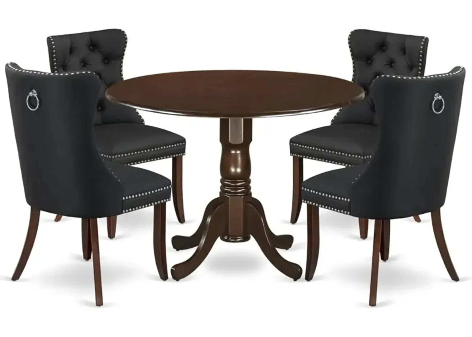 5 Piece Dining Room Set Consists of a Round Kitchen Table with Dropleaf