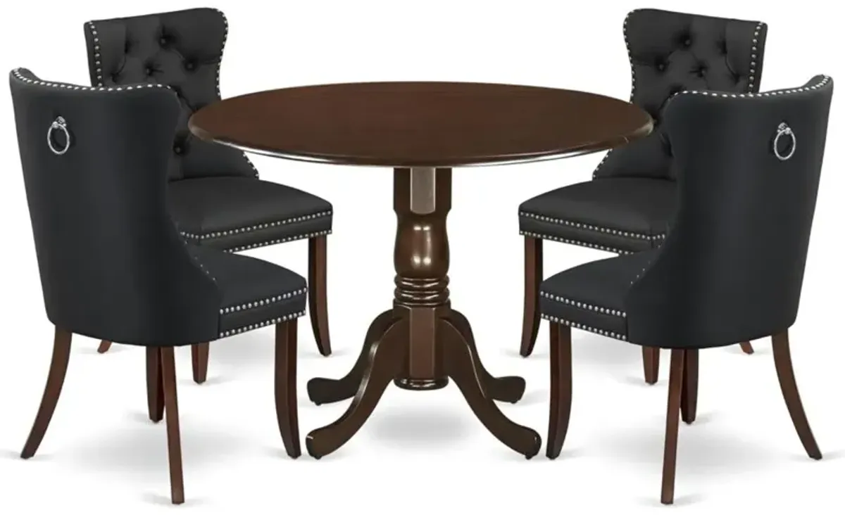 5 Piece Dining Room Set Consists of a Round Kitchen Table with Dropleaf