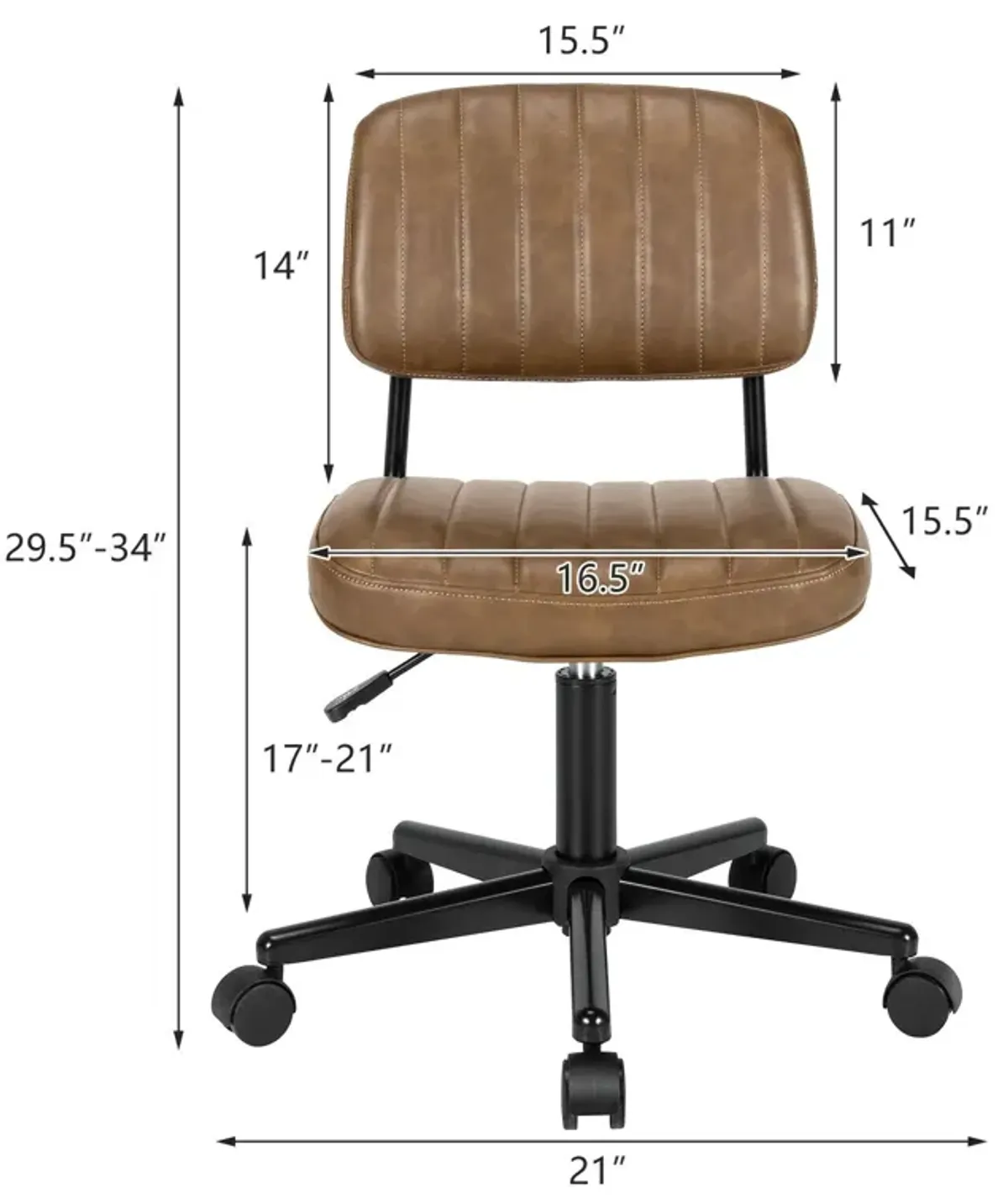 PU Leather Adjustable Office Chair  Swivel Task Chair with Backrest