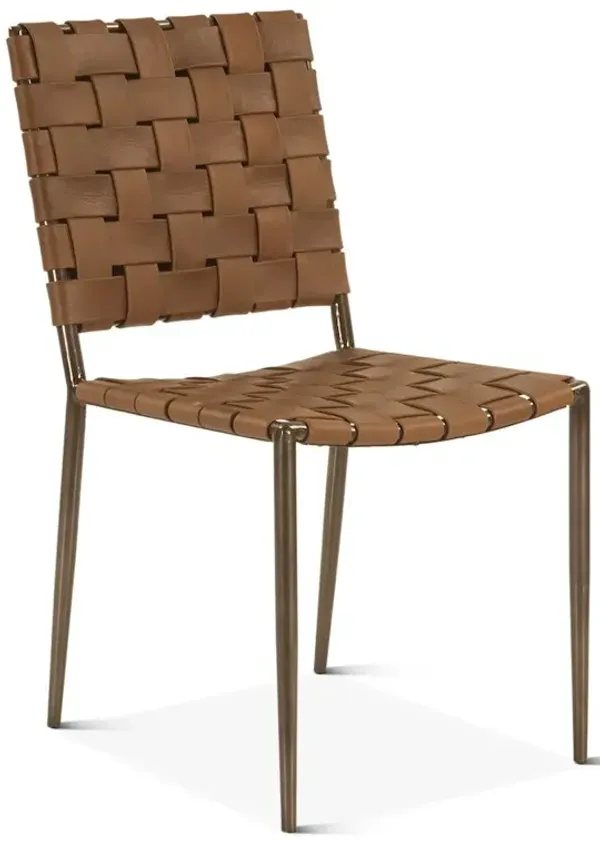 World Interiors Lund Dining Chair In Tobacco Buffalo Leather And Iron - Set Of 2