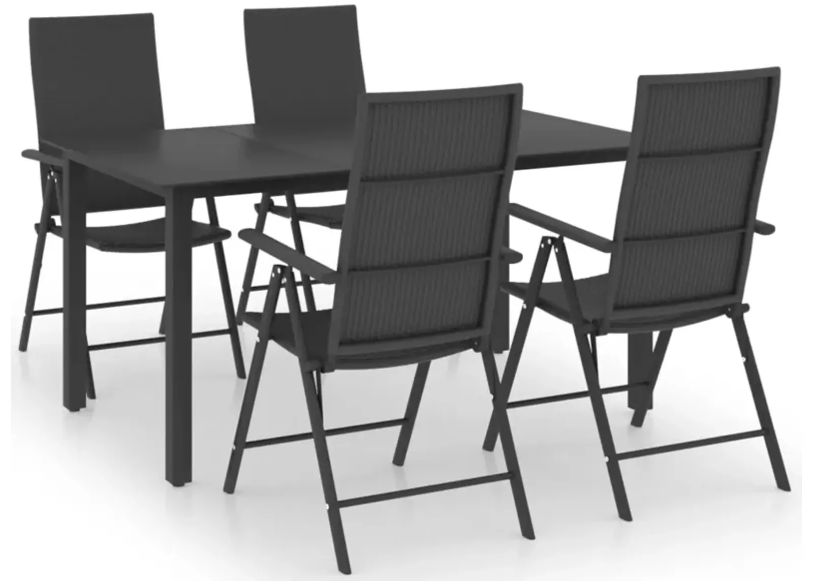 vidaXL 5 Piece Garden Dining Set Black