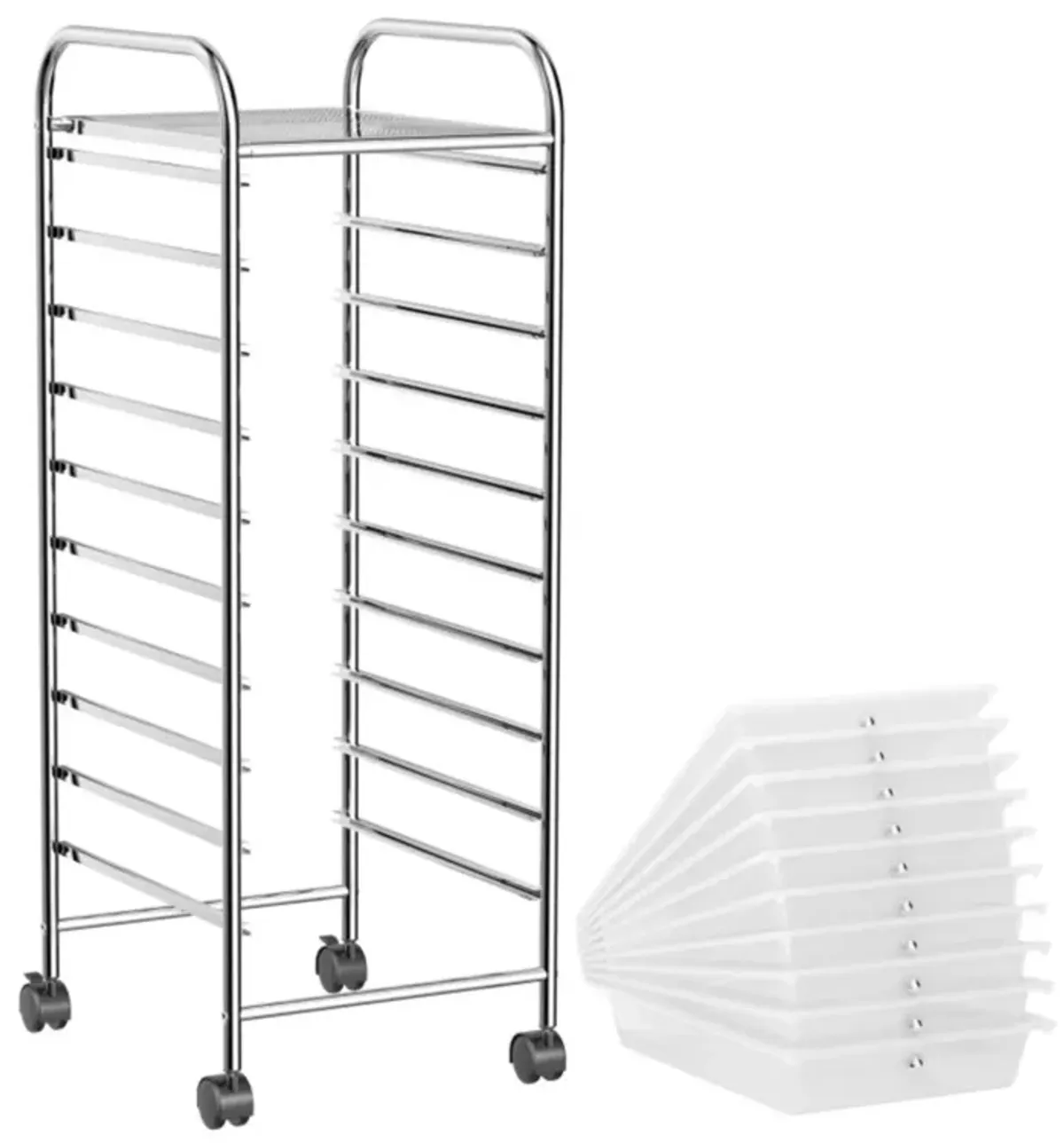 Hivvago 10 Drawer Rolling Storage Cart Organizer with 4 Universal Casters