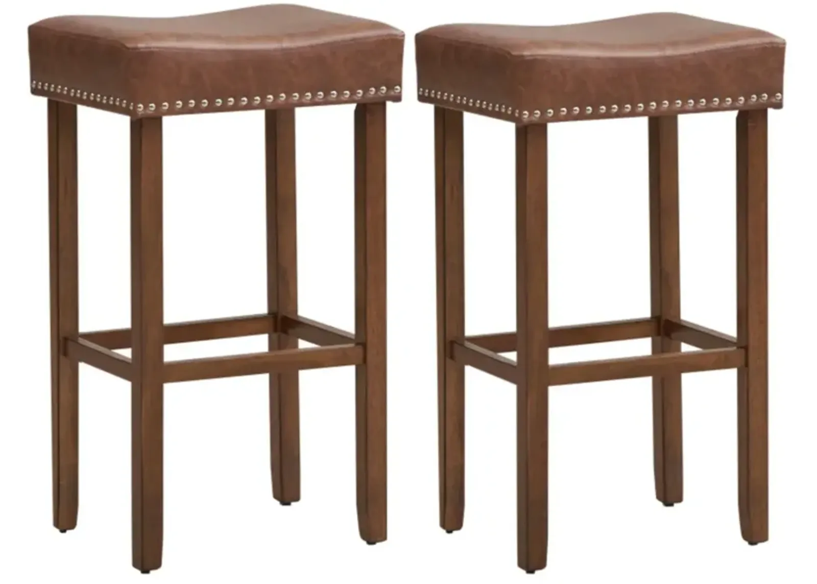 Hivvago Upholstered Bar Stools Set of 2 with Footrests for Counter