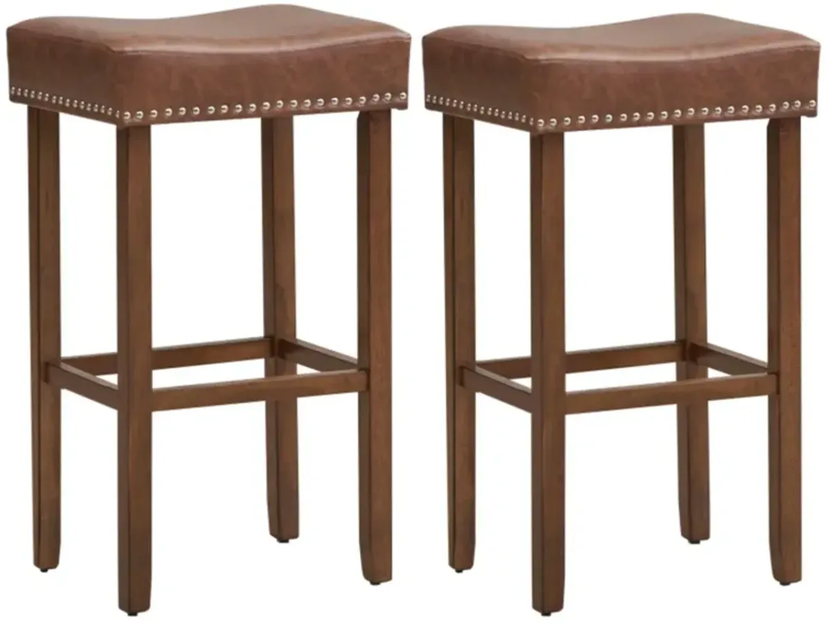 Hivvago Upholstered Bar Stools Set of 2 with Footrests for Counter