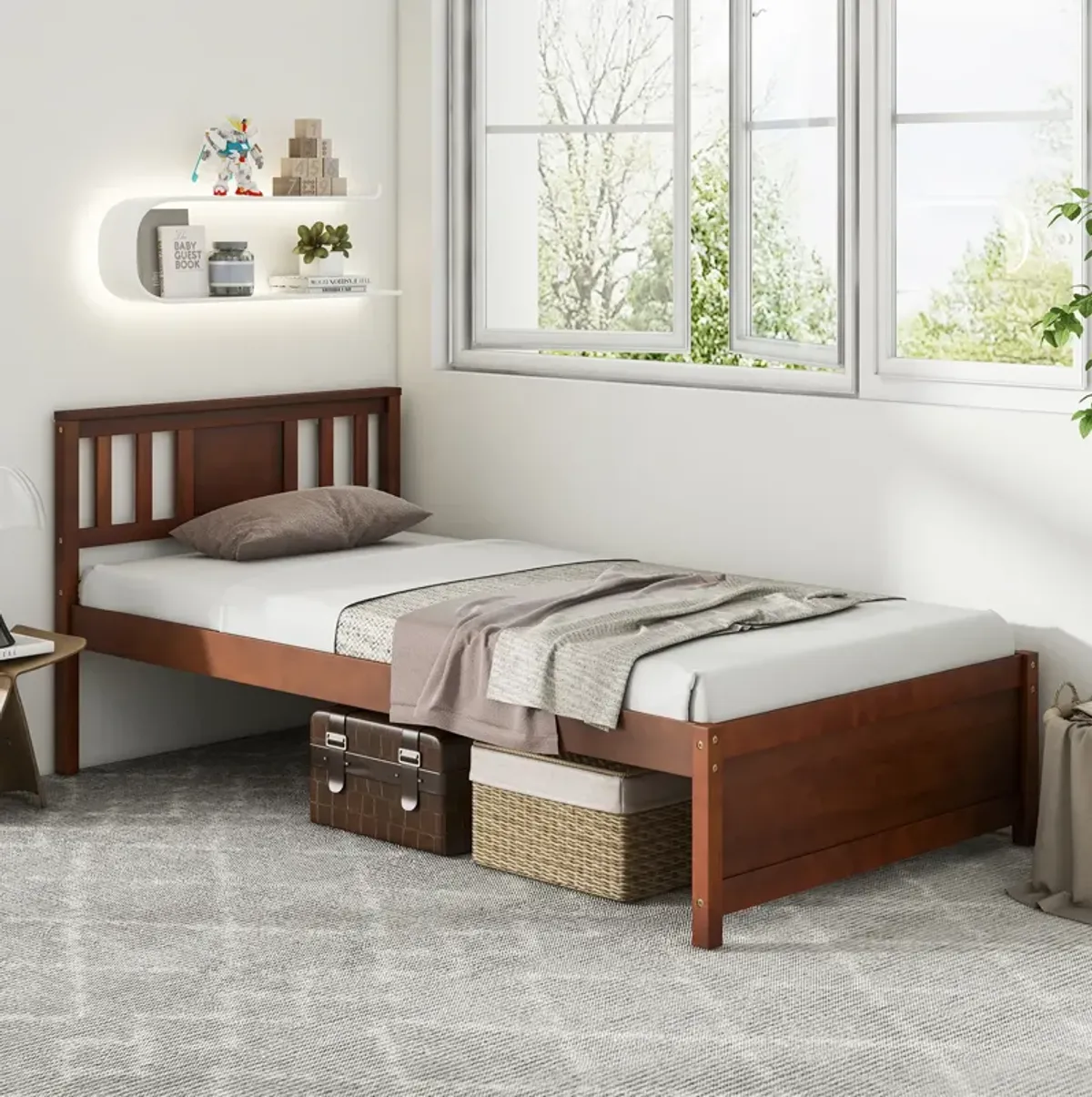 Wooden Platform Bed with Headboard and Slat Support, Sturdy Frame for a Comfortable and Stylish Bedroom