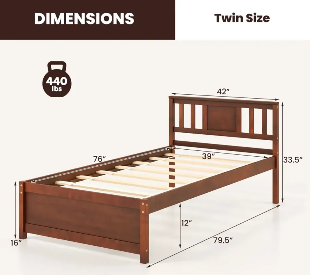 Wooden Platform Bed with Headboard and Slat Support, Sturdy Frame for a Comfortable and Stylish Bedroom