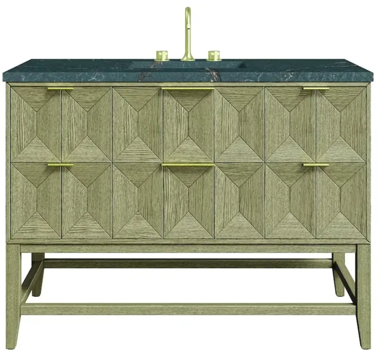 James Martin Vanities 48 Single Vanity, Pebble Oak w/ 3 CM Parisien Bleu Quartz Top