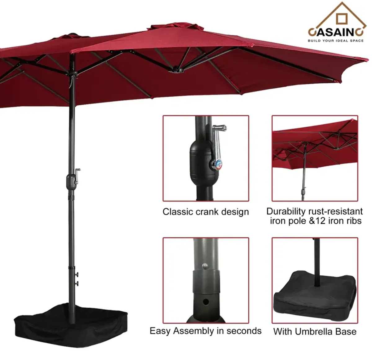 15ft Patio Maket Umbrella with base