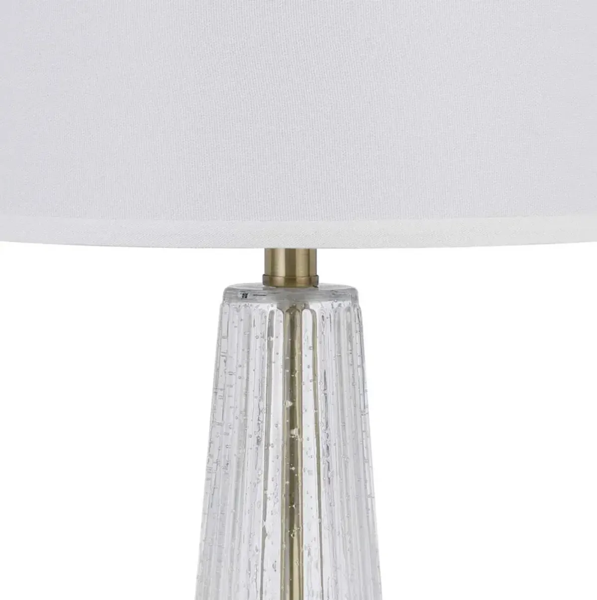 31 Inch Table Lamp Set of 2, White Shade, Tapered Glass Body, Metal Base - Benzara