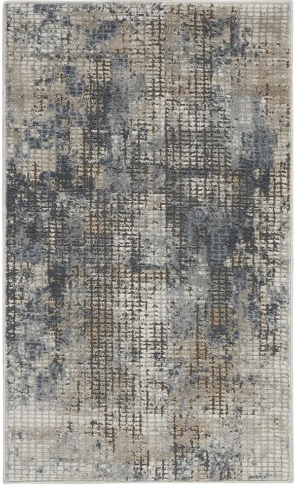 Quarry QUA02 Blue/Beige 2'2" x 3'9" Rug