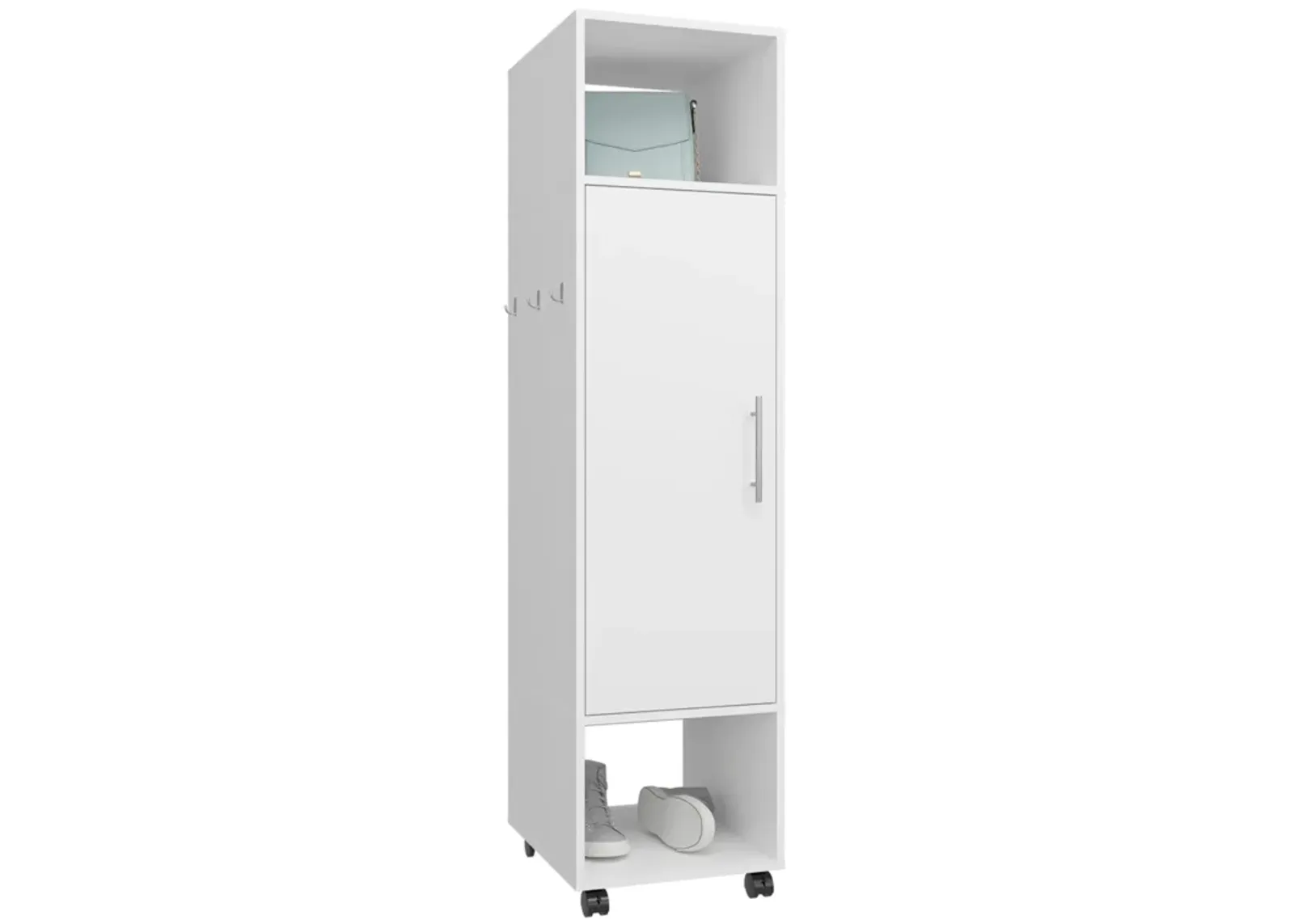 Ambler Armoire 62.9"H, with 1 Door, 3 Shelves, and Full-Length Mirror, White