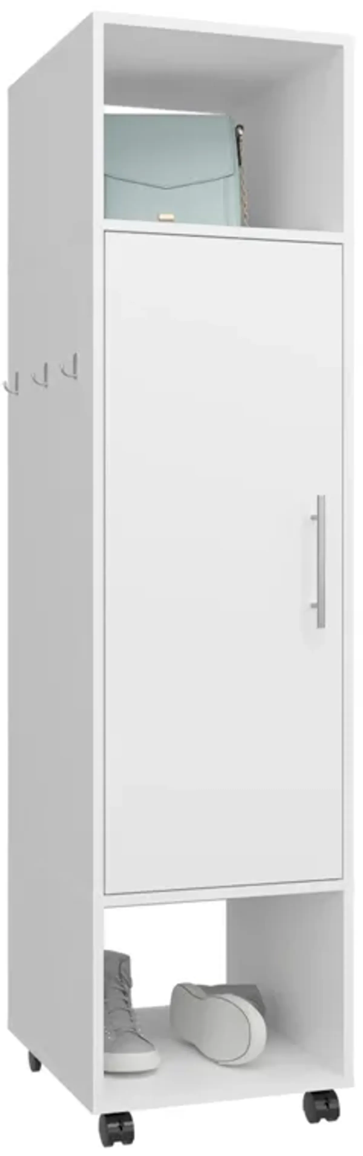 Ambler Armoire 62.9"H, with 1 Door, 3 Shelves, and Full-Length Mirror, White