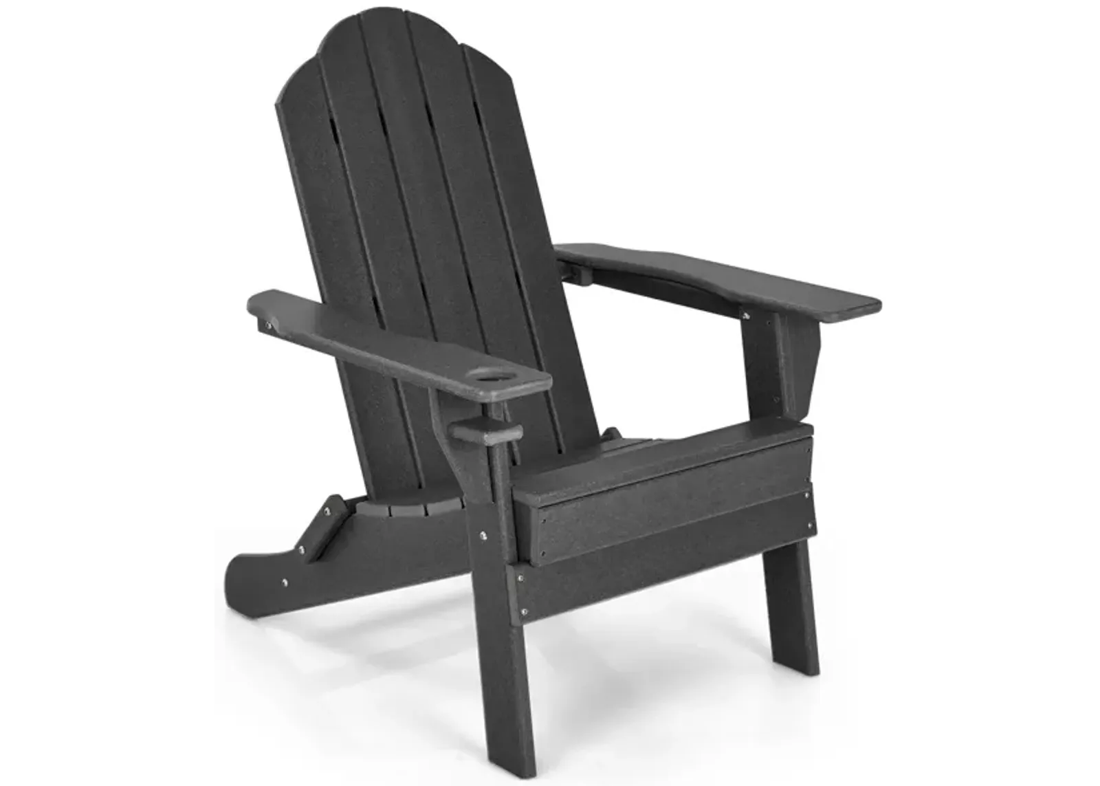 Foldable Weather Resistant Patio Chair with Built-in Cup Holder