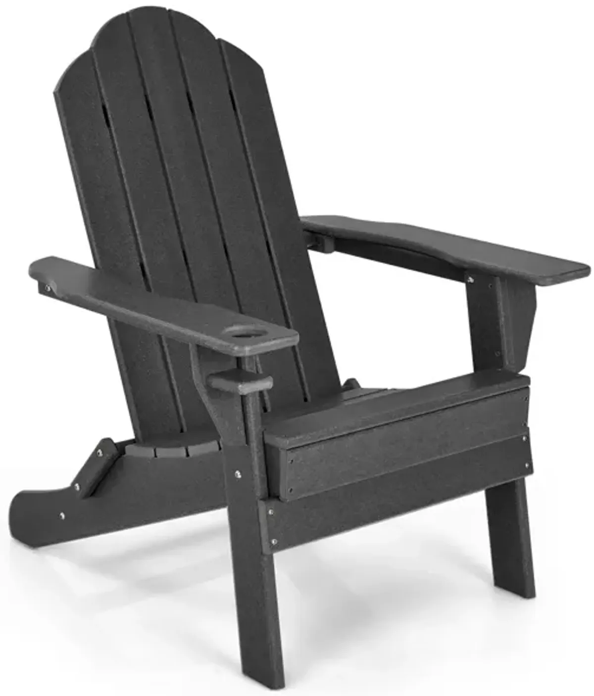 Foldable Weather Resistant Patio Chair with Built-in Cup Holder