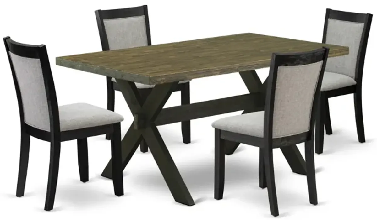 East West Furniture X676MZ606-5 5Pc Dining Set - Rectangular Table and 4 Parson Chairs - Multi-Color Color