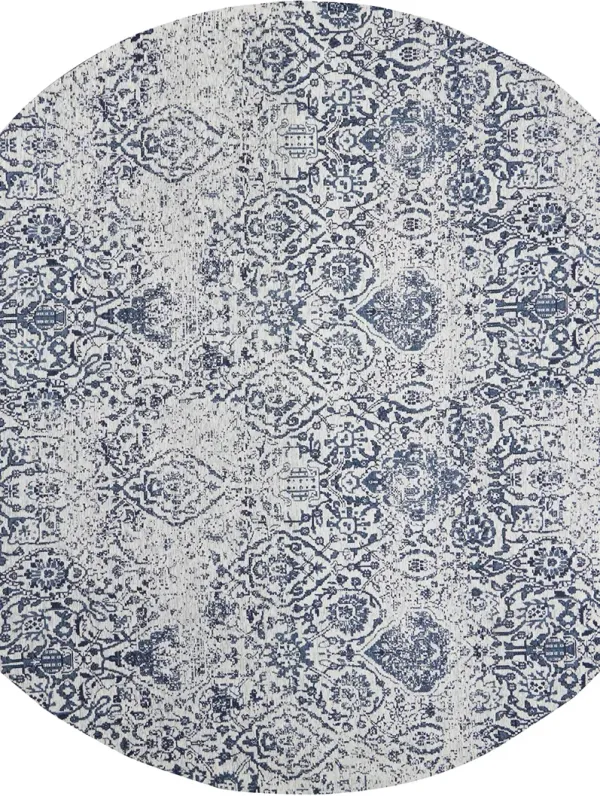 Damask DAS06 Ivory/Navy 8' x Round Rug