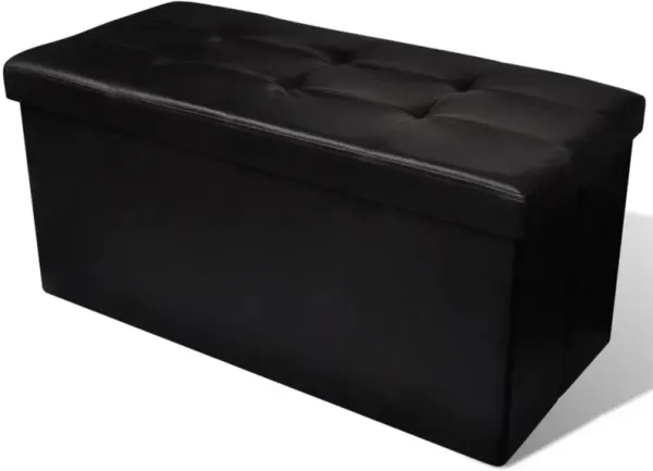 Long Foldable Storage Bench Black